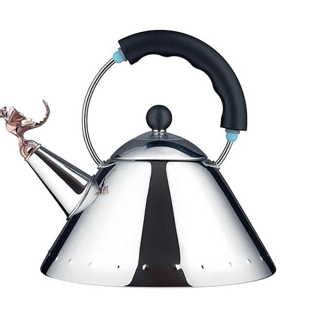 Alessi | Tea Rex - Design Kettle with Handle and Dragon-Shaped Whistle, Stainless Steel, Black