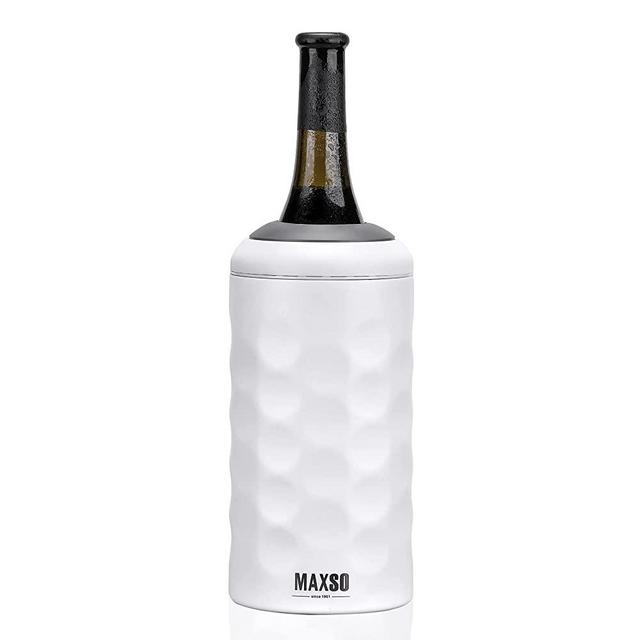 Maxso Wine Chiller, Premium Iceless Wine Cooler Keeps Wine Cold up to 6 Hours, Vacuum Insulate Wine Accessory Fits Most 750ml Champagne Bottles, Wine Gifts for Women