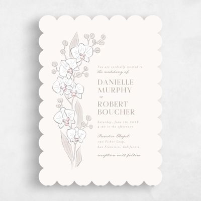 Beige Scalloped Wedding Invitation - Orchidea Portrait