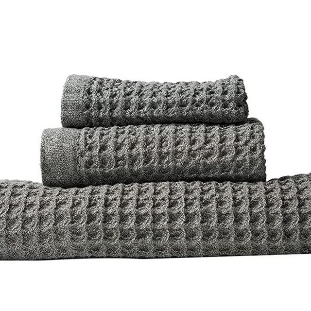 Nutrl Home by Ravel Waffle Weave Bath Towel Set - 100% Supima Cotton (Grey) Premium Luxury Bath, Hand, Washcloth Towels