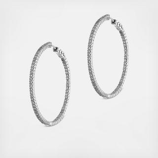 Round CZ Inside Out Hoop Earrings