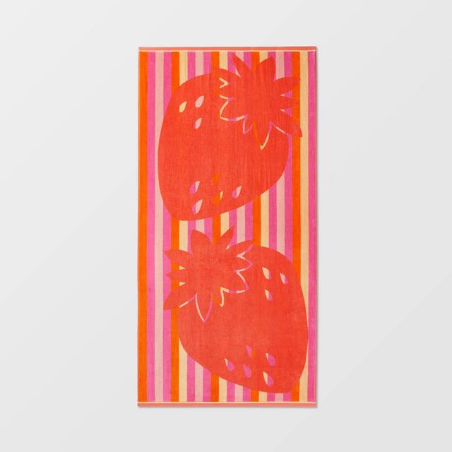 XL Jacquard Strawberries Beach Towel - Sun Squad™
