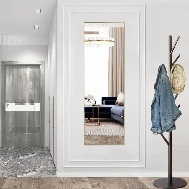 Gold Standing Mirror 63x20 Inch, Tall Wall Mirror with Aluminum Alloy Frame, Gold