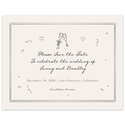 Ebony, Beige Wedding Digital Save the Date - Willa Landscape