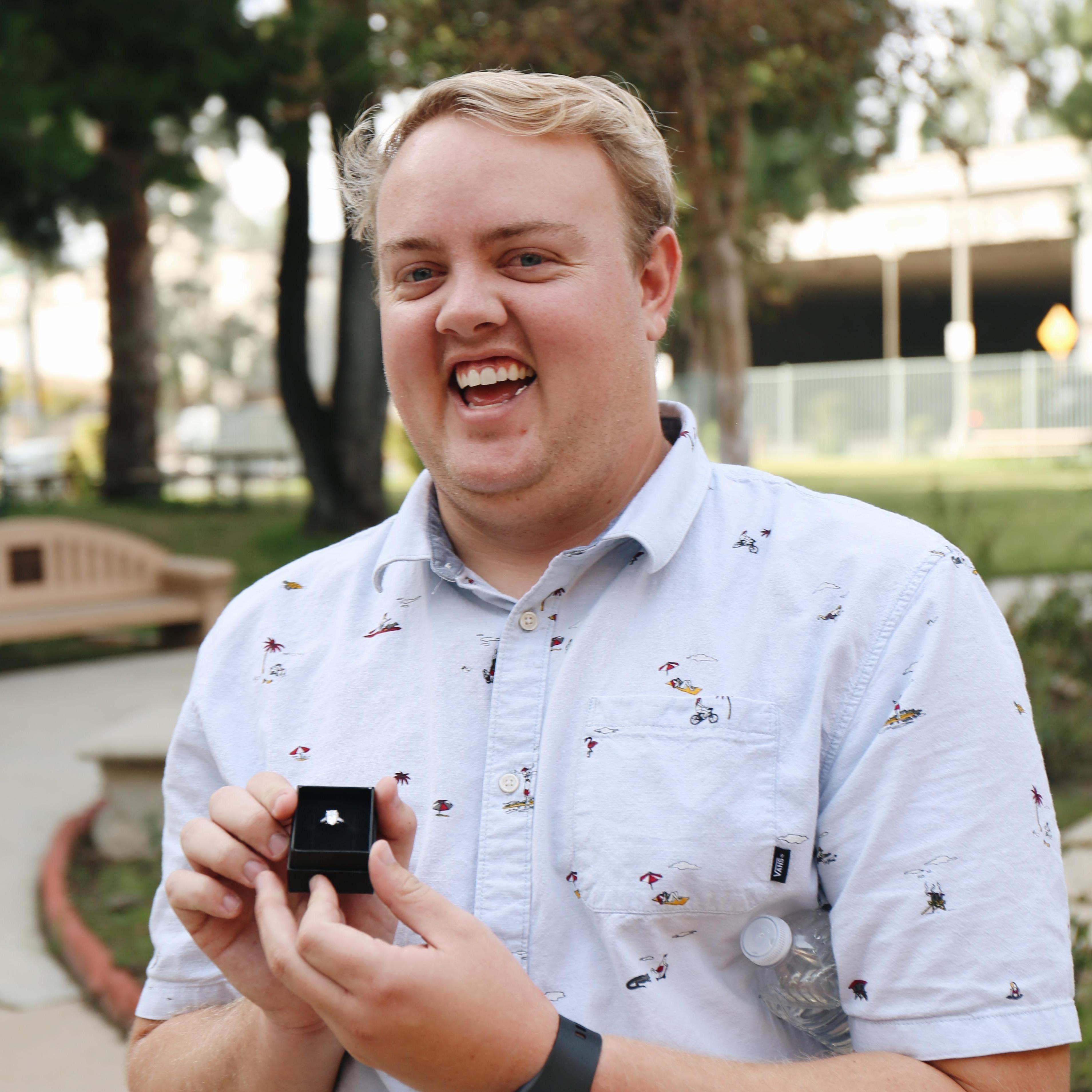 Spencer moments before popping the question!