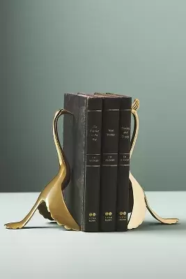 Gold Crane Brass Bookends