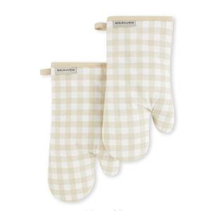 Gingham Oven Mitt, 2-Pack Set, Milkshake