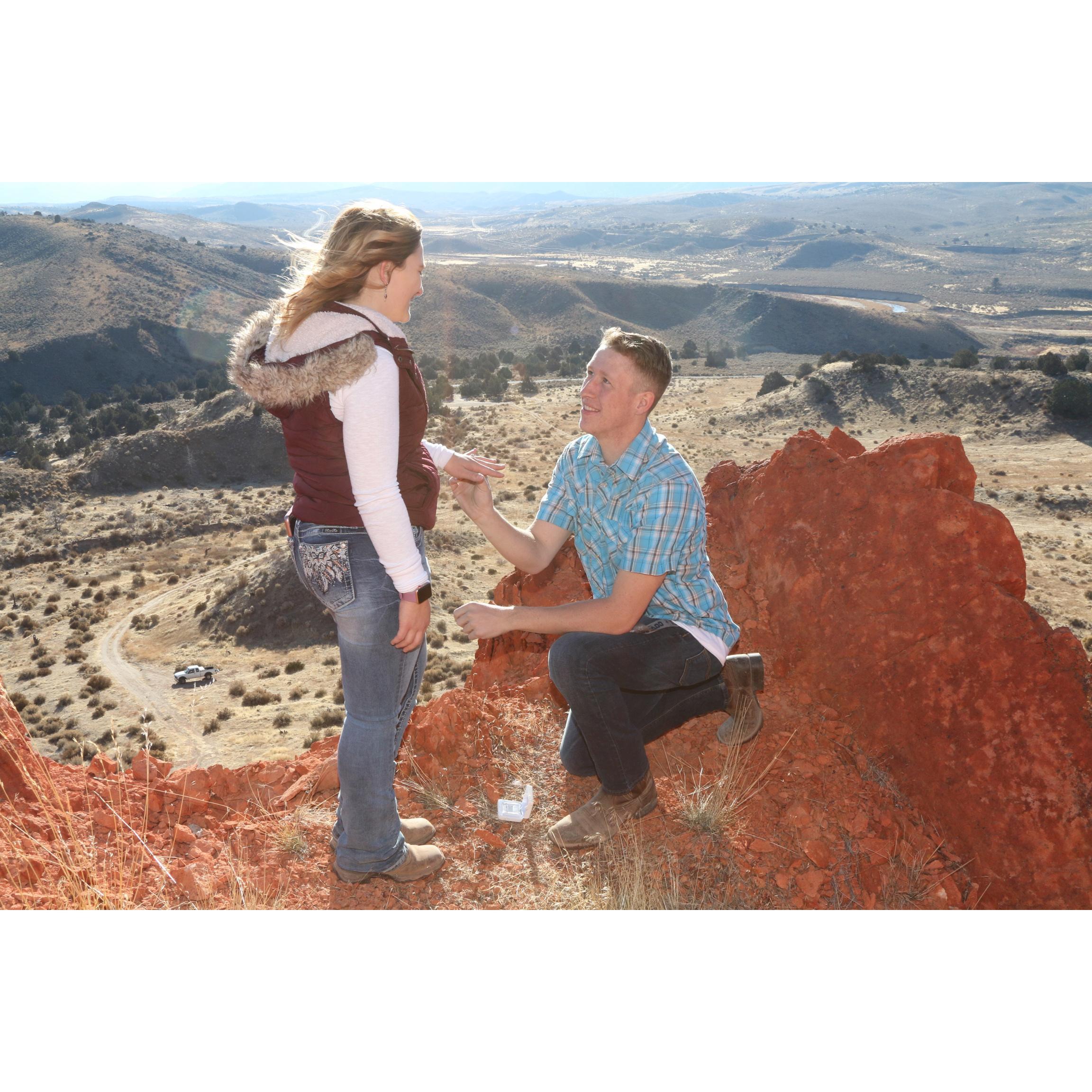 The proposal! It was so beautiful even though he made me hike to the top of the mountain