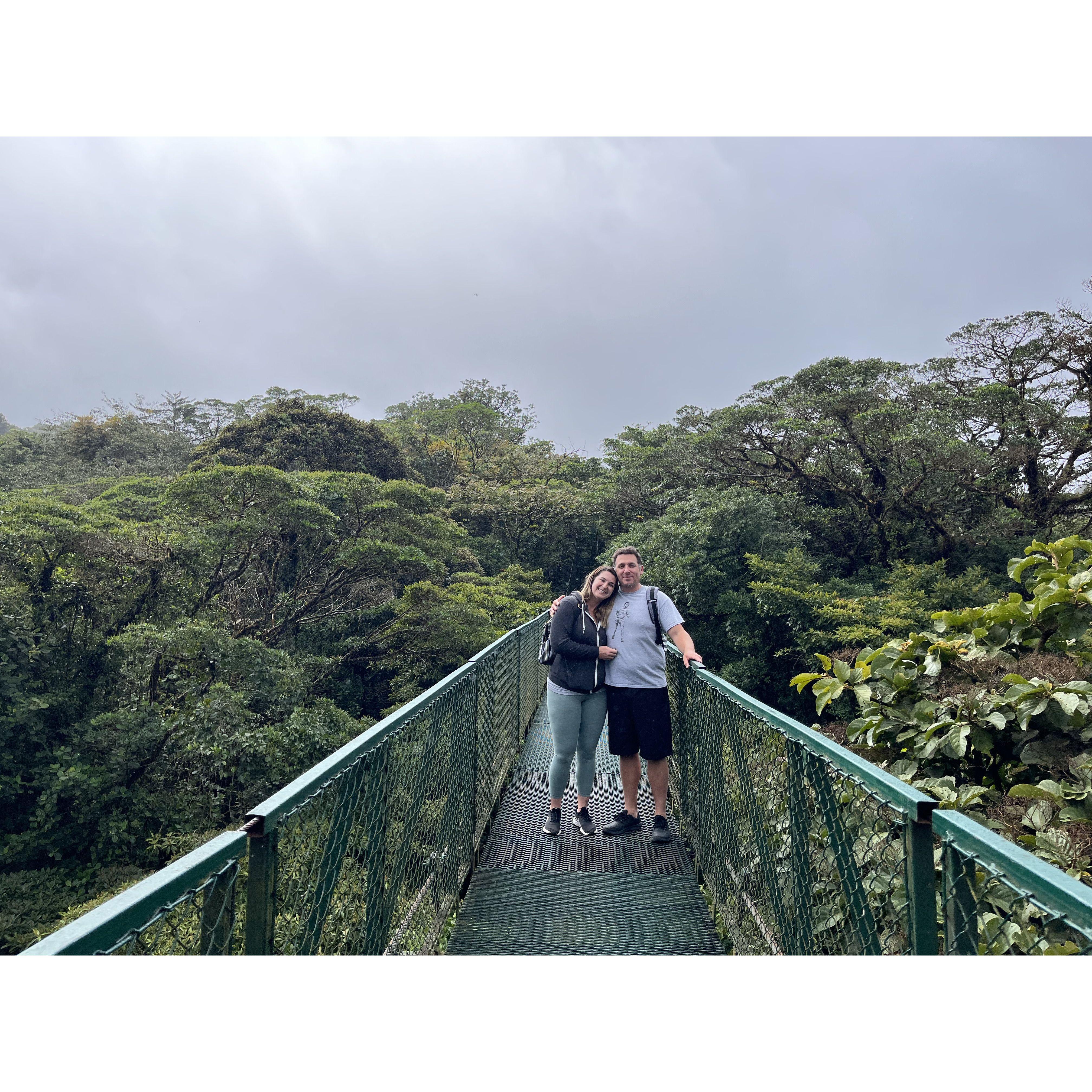 Danny had just proposed before this photo. We're on the longest hanging bridge in Costa Rica and it was such a special moment!