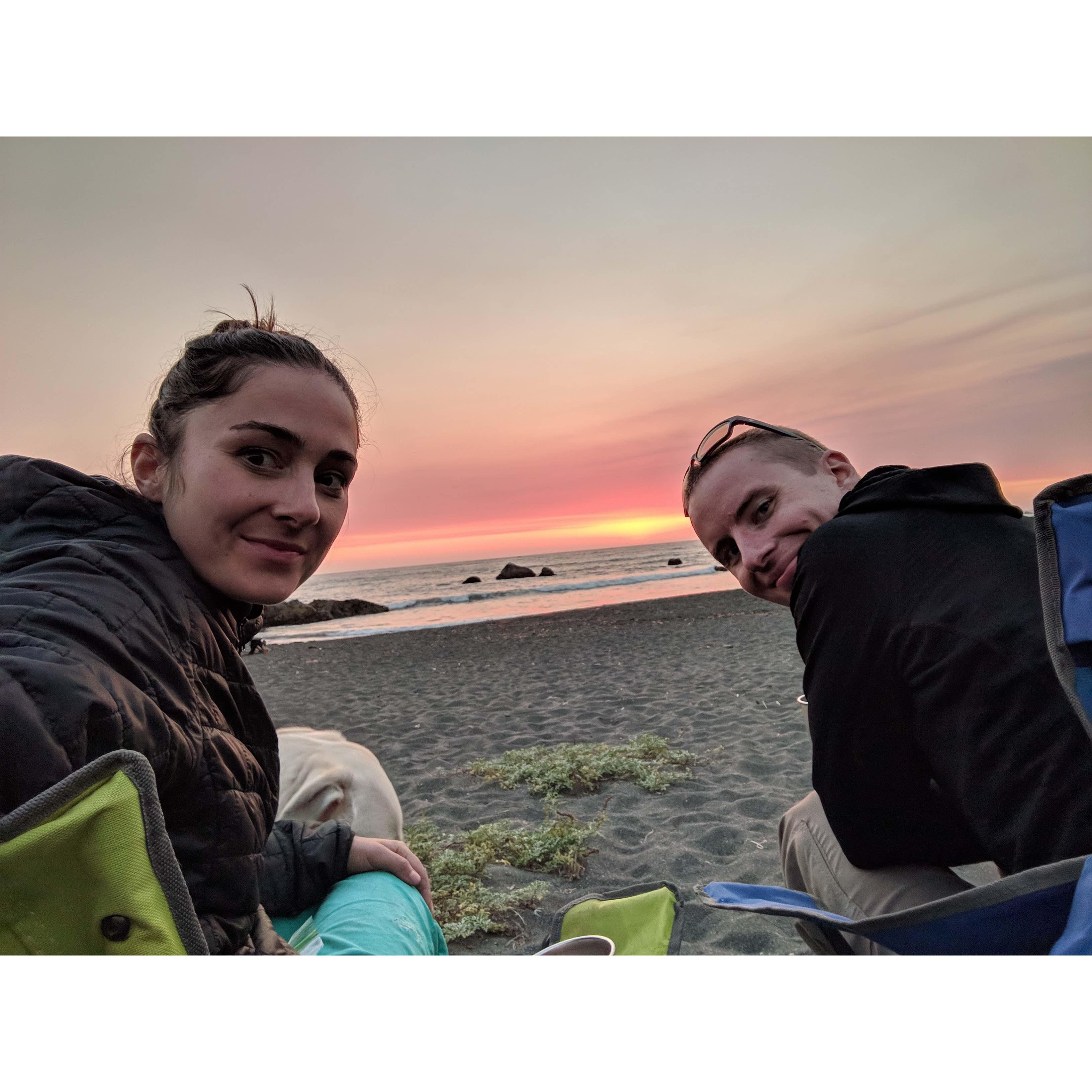 Beach life on the Northern California coast (right after climbing).