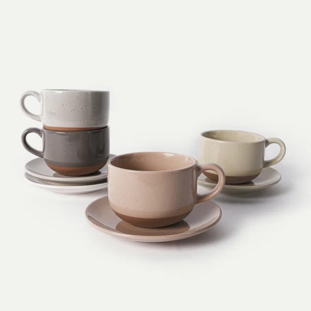 Cappuccino Mugs & Saucers Quartet - Assorted