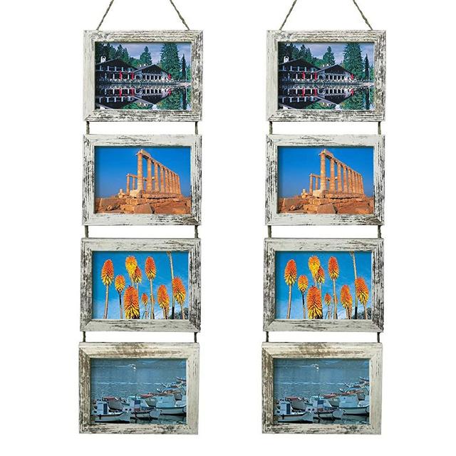 Wall Hanging 5x7 Picture Frames Collage with Distressed White Frames,2 Packs