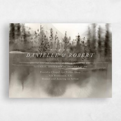 Dark Taupe, Grey Wedding Invitation - Grove Landscape