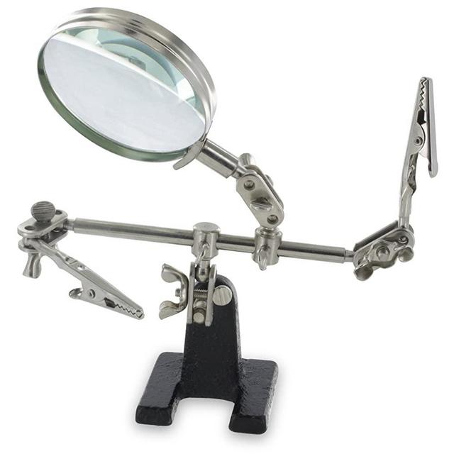 Ram-Pro Helping Hands Magnifier Glass Stand with Alligator Clips – 4X Magnifying Lens, Perfect for Soldering, Crafting & Inspecting Micro Objects
