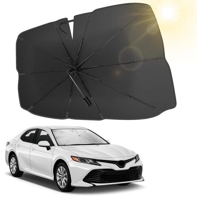 JOYTUTUS Windshield Sun Shade Umbrella, Upgraded 360° Rotation Bendable Shaft Handle, Foldable for SUV, Automotive Interior Sun Protection, UV Rays Block, Easy to Store and Use, 54''x 31''