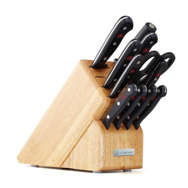 WÜSTHOF Gourmet Twelve Piece Block Set | 12-Piece German Knife Set | Precise Laser Cut High Carbon Stainless Steel Kitchen Knife Set with 15 Slot Wood Block – Model 9312