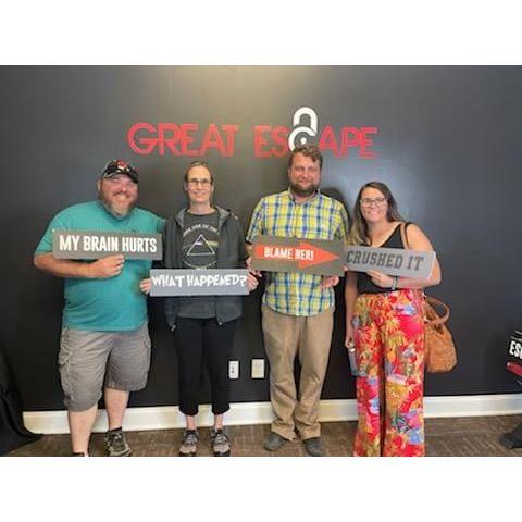Our first escape room together, with my parents!