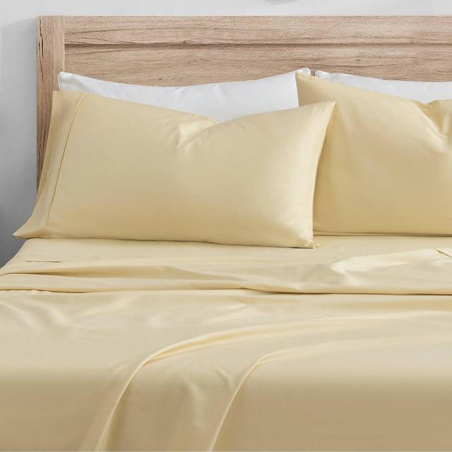 Queen 100% Organic Cotton Solid Sheet Set Butter - Kindlier
