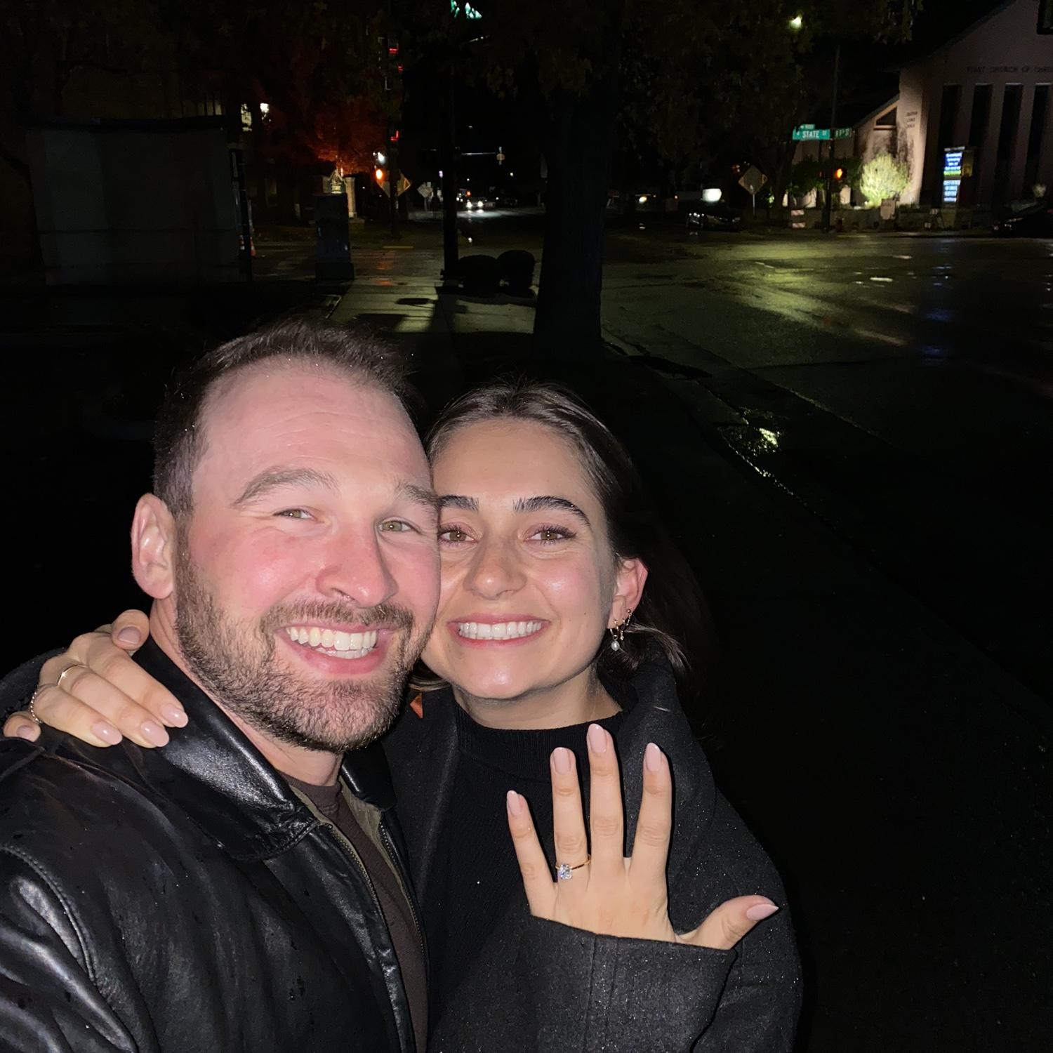Taking pics to send to our loved ones that we are ENGAGED !!!