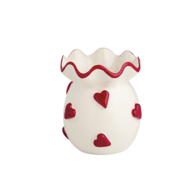 Red Heart Ruffle Bud Vase