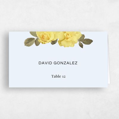 Lightest Sky, Yellow Wedding Place Card - Woads