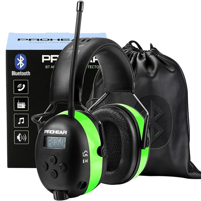 PROHEAR 033 Upgraded 5.4 Bluetooth Hearing Protection AM FM Radio Headphones, Noise Reduction Safety Earmuffs with Rechargeable 2000mAH Battery, 31dB SNR Ear Protector for Mowing Lawn,Gifts for Father