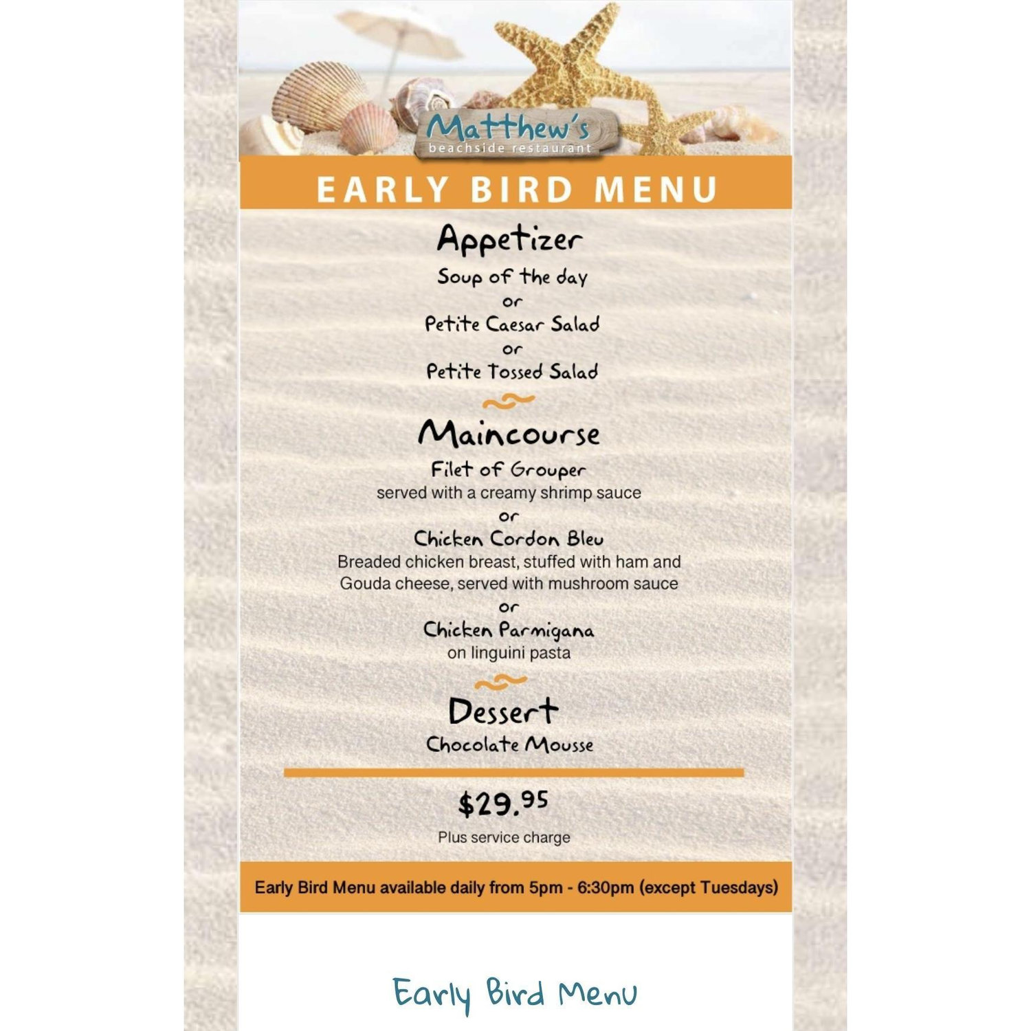 3 course meal for $29