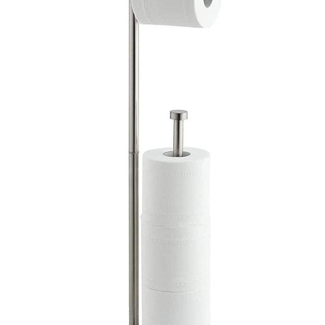 SunnyPoint Free Standing Bathroom Toilet Paper Holder Stand with Reserve, Reserve Area has Enough Space for Jumbo Roll