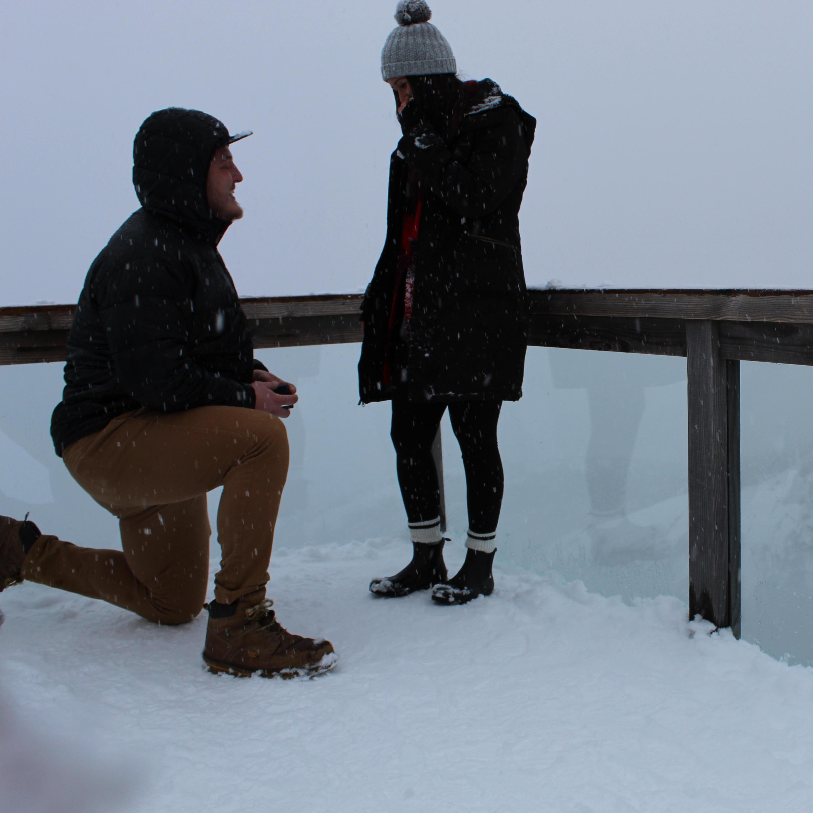 The Proposal! Stawamus Chief Lookout at the Sea to Sky Gondola in Squamish, BC
Addyson thought it was weird that Cole suggested another self-timer photo. Next thing you know- Cole is down on one knee.