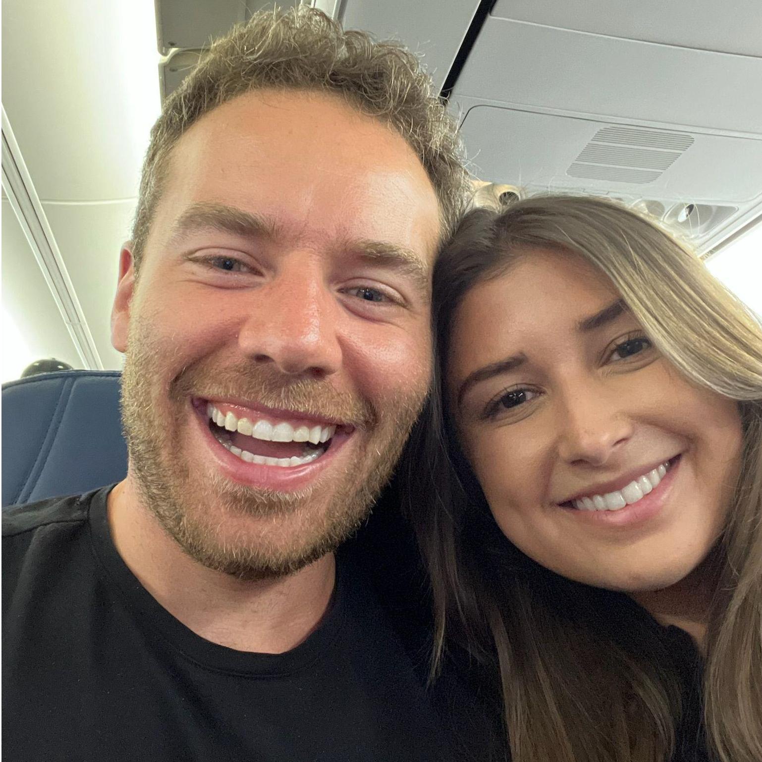 Our first (of many) plane rides together. En route to Miami June 2022