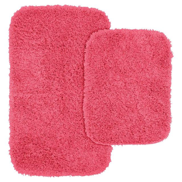 2pc Jazz Shaggy Washable Nylon Bath Rug Set Pink - Garland