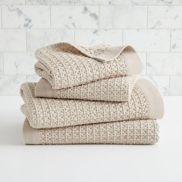 Organic Plush Waffle Towel, Oatmeal, Set of 4