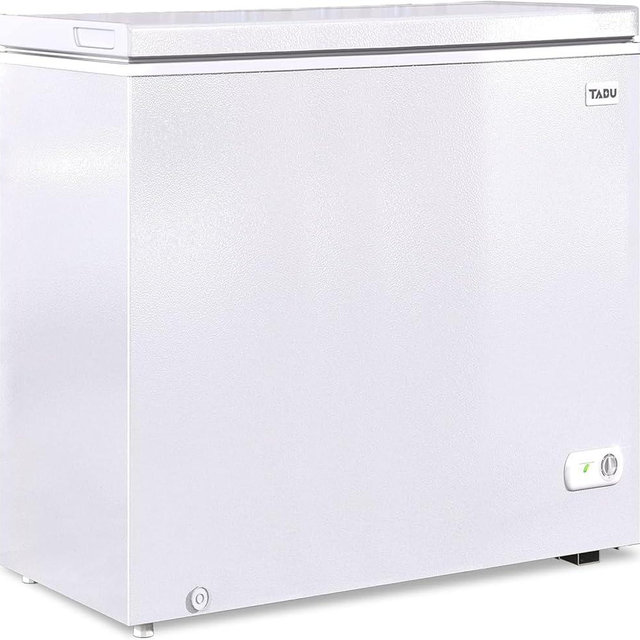 TABU 12.0 Cu Ft Chest Deep Freezer, Large Freestanding Chest Freezer with 7 Level Adjustable Thermostat, Compact Top-opening Deep Freezer with Removable Storage Basket, White