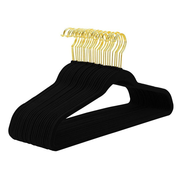 MIZGI Black Velvet Hangers 60 Pack,Premium Gold Clothes Hangers Non-Slip Felt Hangers,Sturdy Black Hangers Heavy Duty Coat Hangers,Durable Suit Hangers for Space Saving, No Flocked Hanger Marks