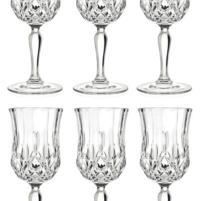 Barski Wine Glass - Goblet - Red Wine - White Wine - Water Glass - Stemmed Glasses - Set of 6 Goblets - Crystal like Glass - 5.4 oz. Beautifully Cut Designed Made in Europe