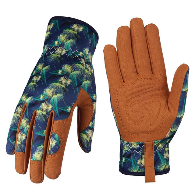 Bamllum Leather Gardening Gloves for Women - Working Gloves for Weeding, Digging, Planting, Raking and Pruning