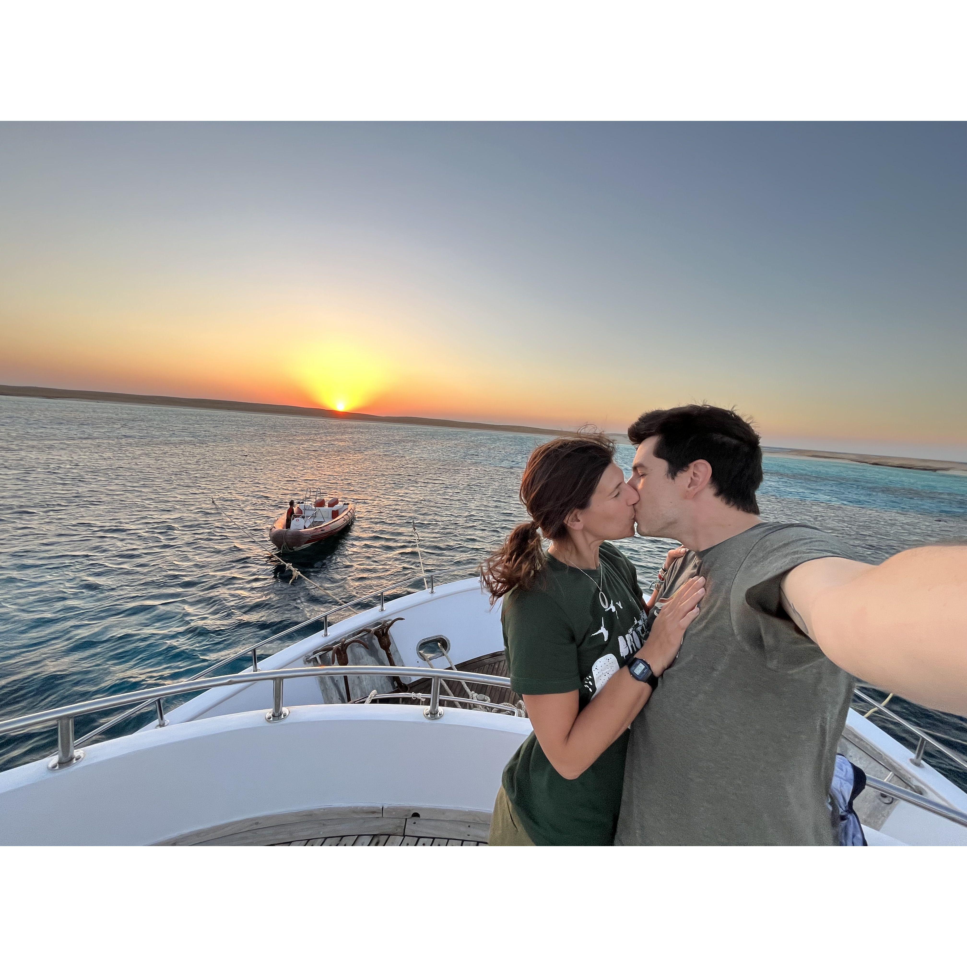 On the dive boat in Hurghada, Egypt