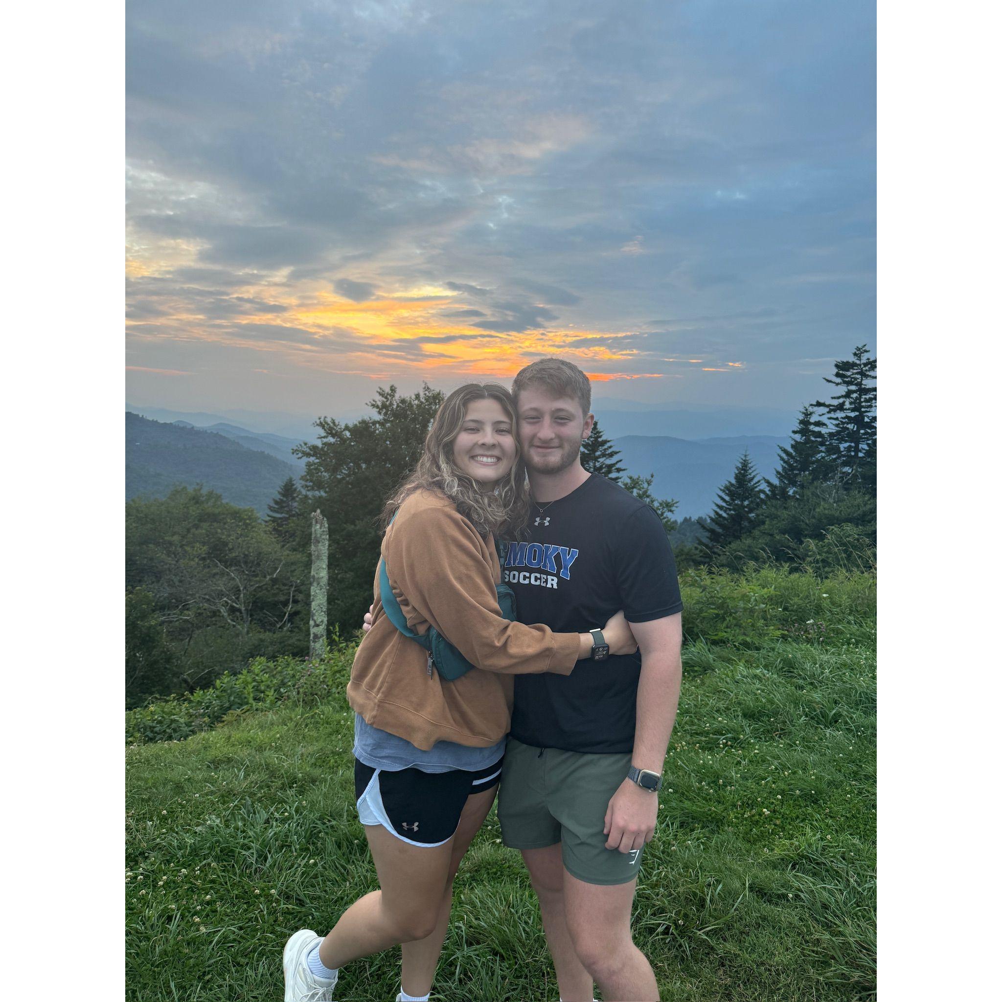 Enjoying the sunset at Waterrock Knob.