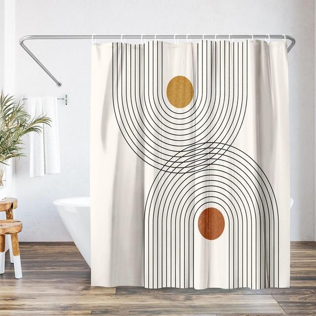 71x74 Boho Geometric Shower Curtain - 100% Polyester - Water-Resistant Bath Curtain