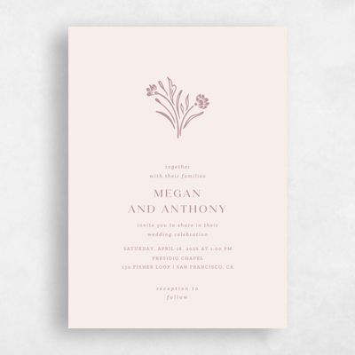 Dusty Rose, Pink Wedding Invitation - Basel Classic