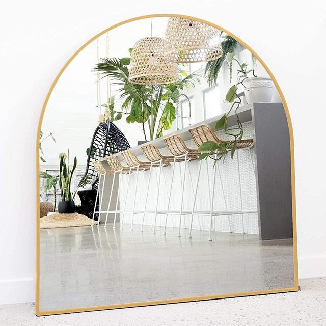 Arched Mirror, 33" x 31" Inches - Gold Frame Mirror for Wall Decor - Explosion-Proof Distortion-Free Modern Oval Mirrors, Perfect for Bathroom, Bedroom, Entryway - Elegant, Minimalist Design