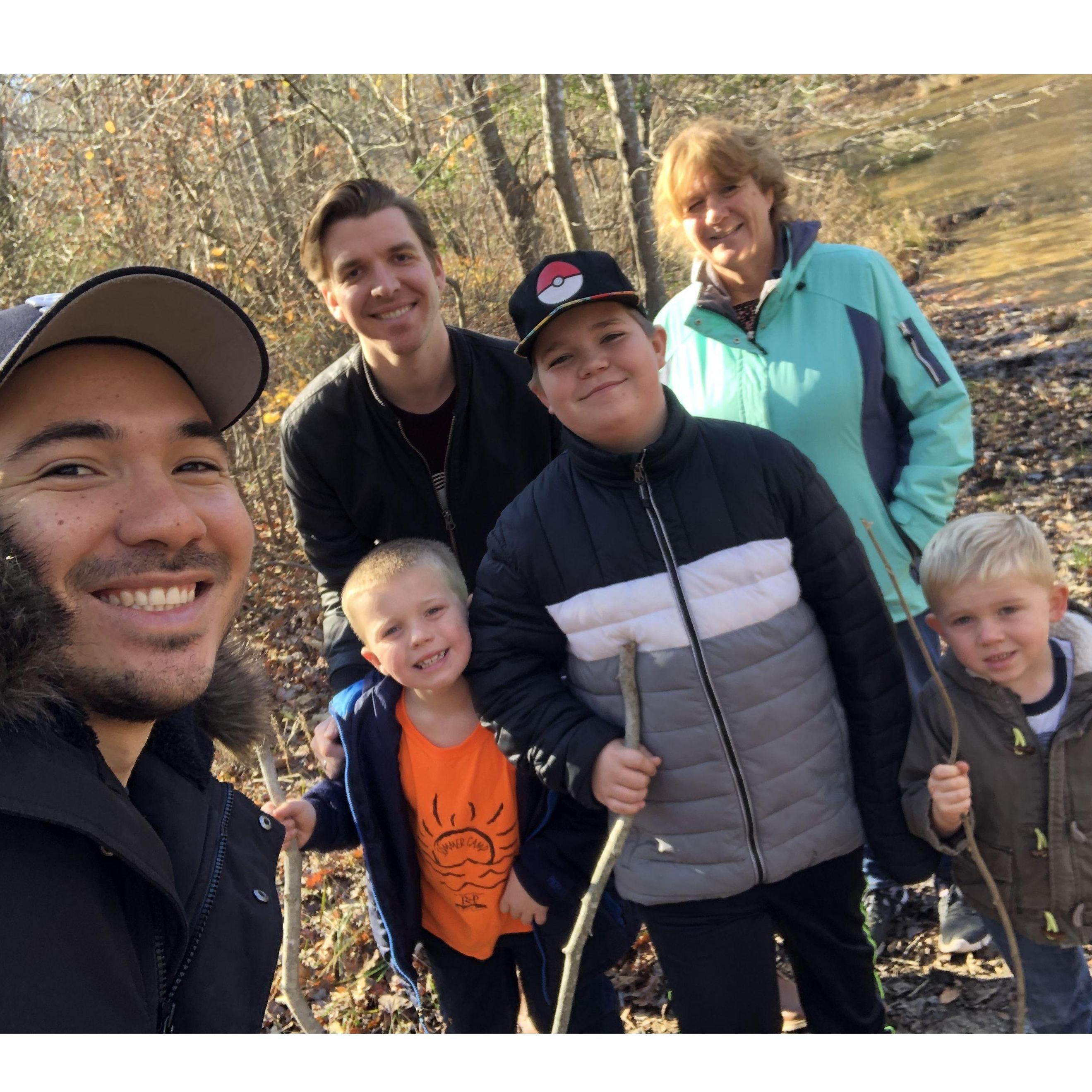 Hiking in MD with the nephews and Nick's Mom.