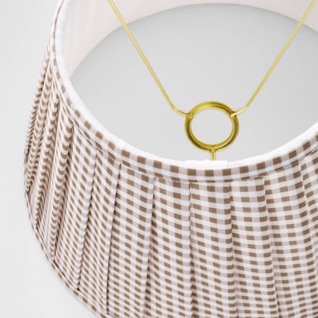 Gingham Pleated Lamp Shade Brown - Threshold™ designed with Studio McGee