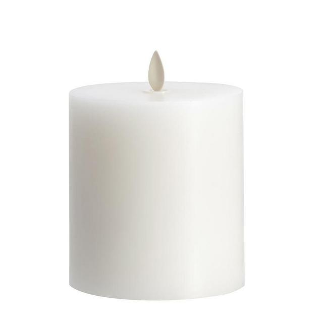 Premium Flicker Flameless Wax Candle, White - 4 x 4.5