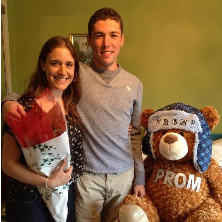 Corey surprised Maddie with a "Promposal" after she had just landed back in NJ after a ski trip to Colorado.