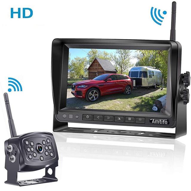 AMTIFO HD 960P Digital Wireless Backup Camera with 7 Inch Monitor for RVs,Trucks,Trailers,Motorhomes,5th Wheels High-Speed Observation Rear View System Stable Signal A7