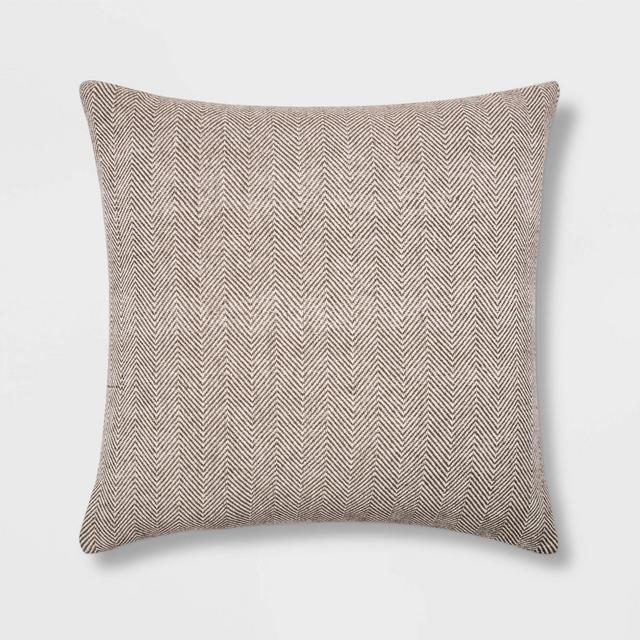 Oversized Square Woven Herringbone Pillow Neutral - Threshold™