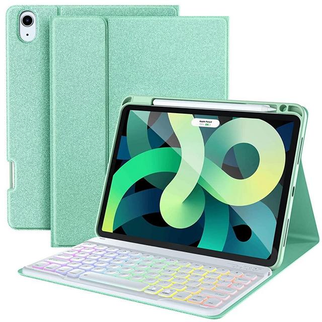 Harvopu for iPad Air 5th/4th Generation Case with Keyboard 10.9 Inch - 7 Color Backlight Keyboard Tablet Cover with Pencil Holder for iPad Pro 11 2018/iPad Air 5 2022/iPad Air 4 Gen 2020 (Green)