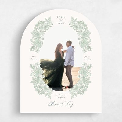 Green Arch Wedding Save the Date - Siena Portrait