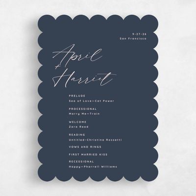 Blue Scalloped Wedding Program - Gilmore